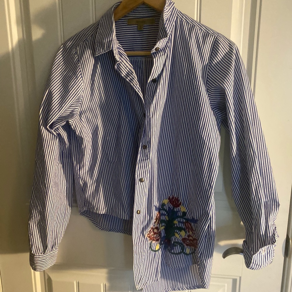 Tennis, size small, stripped blue shirt
